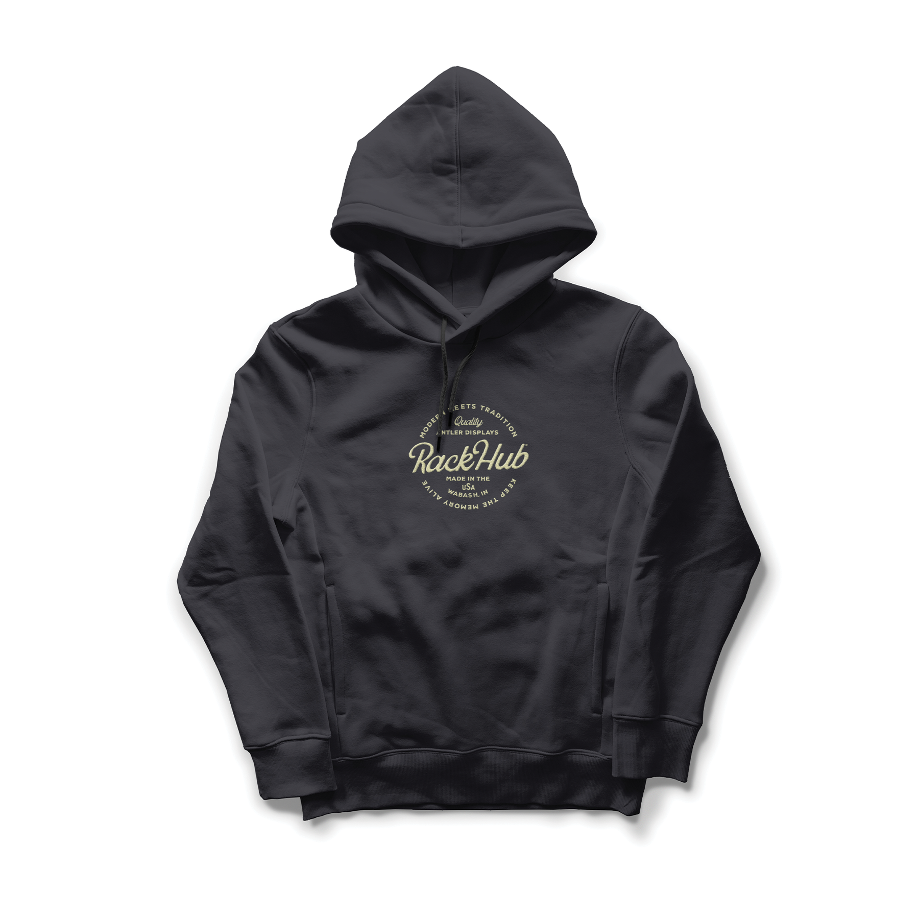 Rack Hub Vintage Logo Hoodie LG Heather Black